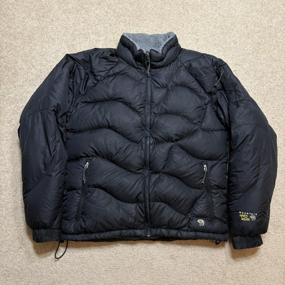Mountain Hardwear Down Puffer Jacket Womens Medium Black Fleece Lined Gorpcore